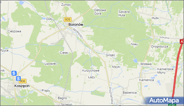 mapa Hucisko gmina Boronów, Hucisko gmina Boronów na mapie Targeo