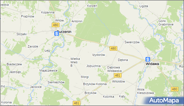 mapa Izydorów, Izydorów na mapie Targeo