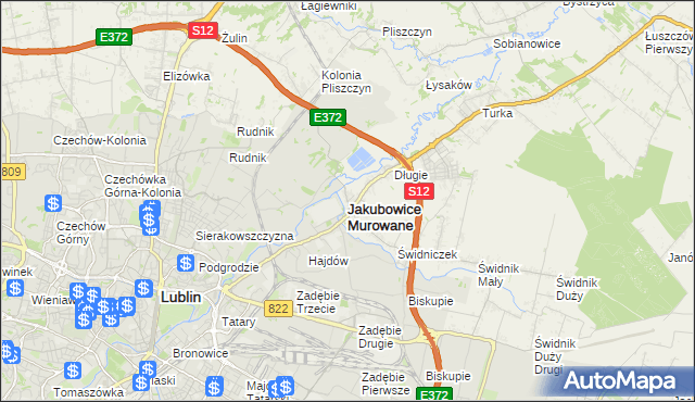 mapa Jakubowice Murowane, Jakubowice Murowane na mapie Targeo