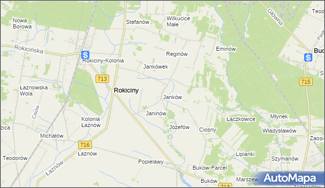 mapa Janków gmina Rokiciny, Janków gmina Rokiciny na mapie Targeo