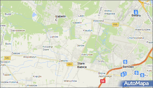 mapa Janów gmina Stare Babice, Janów gmina Stare Babice na mapie Targeo