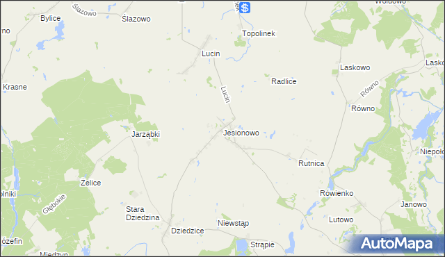 mapa Jesionowo gmina Przelewice, Jesionowo gmina Przelewice na mapie Targeo