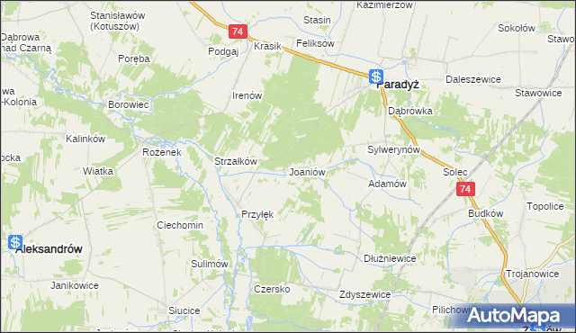 mapa Joaniów, Joaniów na mapie Targeo