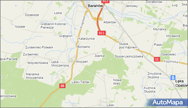mapa Joanka gmina Baranów, Joanka gmina Baranów na mapie Targeo