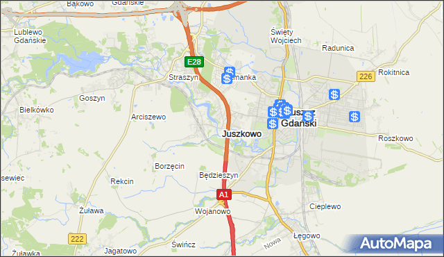 mapa Juszkowo, Juszkowo na mapie Targeo