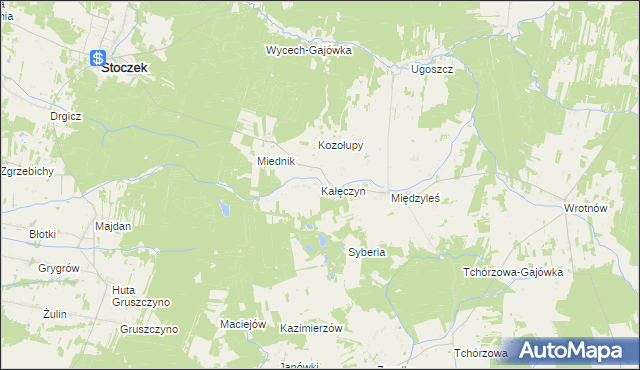 mapa Kałęczyn gmina Stoczek, Kałęczyn gmina Stoczek na mapie Targeo