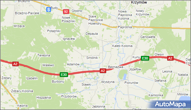 mapa Kałek gmina Krzymów, Kałek gmina Krzymów na mapie Targeo