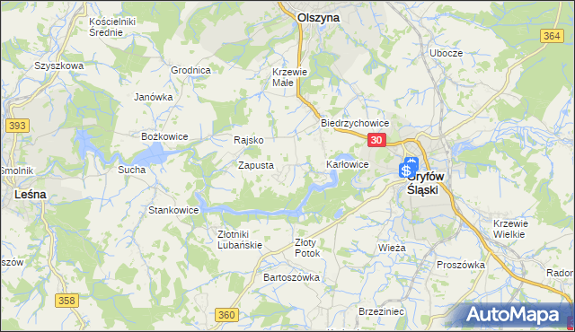 mapa Kałużna gmina Olszyna, Kałużna gmina Olszyna na mapie Targeo