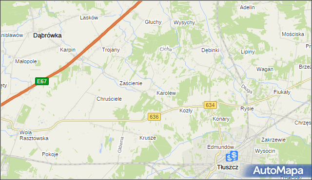 mapa Karolew gmina Dąbrówka, Karolew gmina Dąbrówka na mapie Targeo