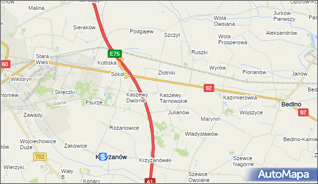 mapa Kaszewy Tarnowskie, Kaszewy Tarnowskie na mapie Targeo