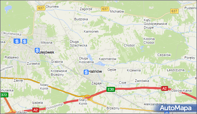 mapa Kazimierów gmina Halinów, Kazimierów gmina Halinów na mapie Targeo