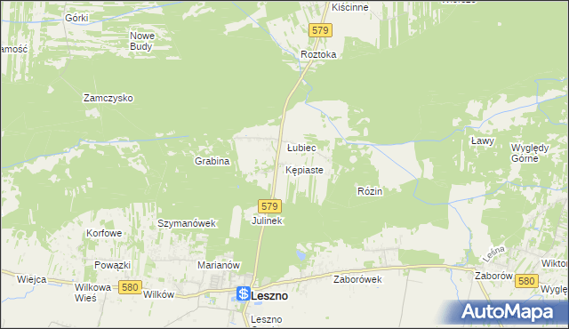 mapa Kępiaste gmina Leszno, Kępiaste gmina Leszno na mapie Targeo