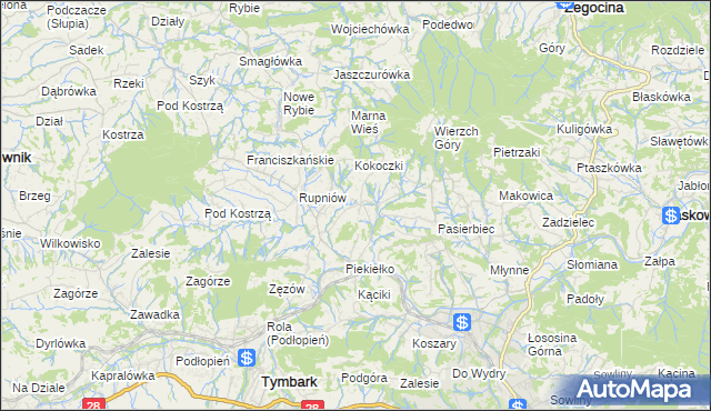 mapa Kisielówka gmina Limanowa, Kisielówka gmina Limanowa na mapie Targeo