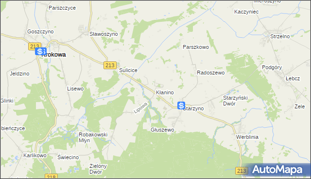 mapa Kłanino gmina Krokowa, Kłanino gmina Krokowa na mapie Targeo