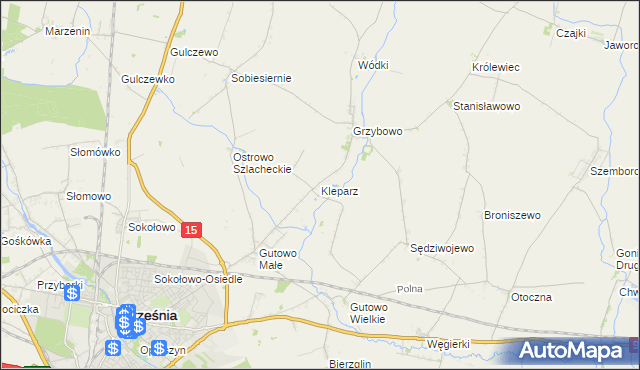 mapa Kleparz gmina Września, Kleparz gmina Września na mapie Targeo