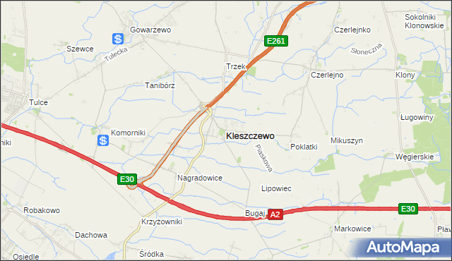 mapa Kleszczewo powiat poznański, Kleszczewo powiat poznański na mapie Targeo