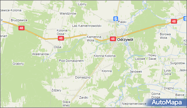 mapa Kłonna-Kolonia, Kłonna-Kolonia na mapie Targeo