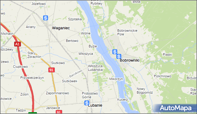 mapa Kocia Górka gmina Lubanie, Kocia Górka gmina Lubanie na mapie Targeo