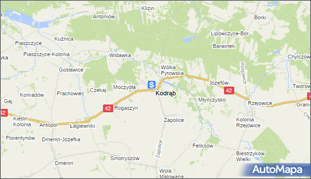 mapa Kodrąb powiat radomszczański, Kodrąb powiat radomszczański na mapie Targeo