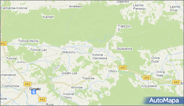 mapa Kolonia Ostrowska, Kolonia Ostrowska na mapie Targeo