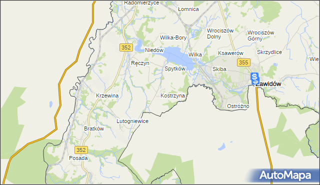 mapa Kostrzyna gmina Zgorzelec, Kostrzyna gmina Zgorzelec na mapie Targeo