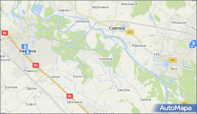 mapa Kotowice gmina Siechnice, Kotowice gmina Siechnice na mapie Targeo