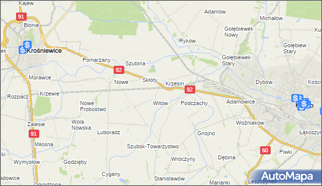 mapa Krzesin-Parcela, Krzesin-Parcela na mapie Targeo