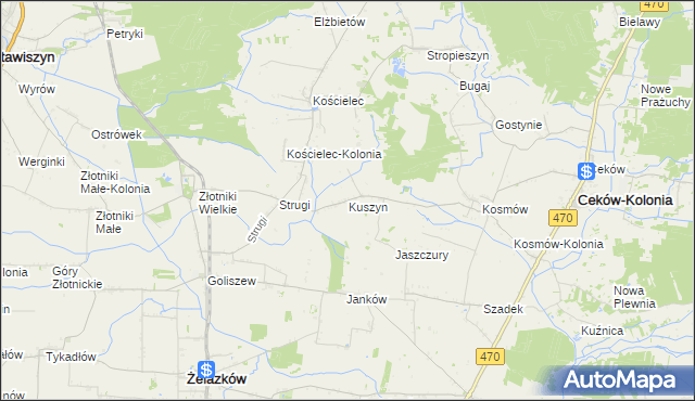 mapa Kuszyn, Kuszyn na mapie Targeo