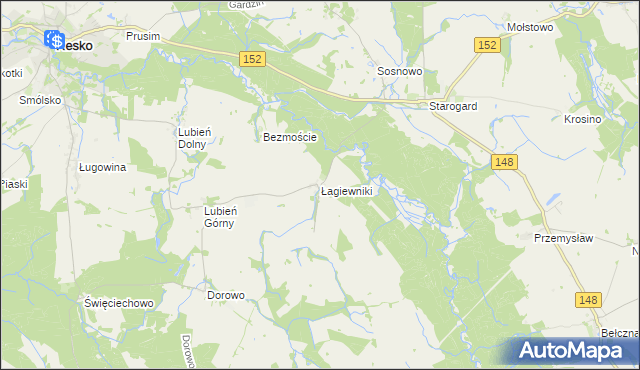 mapa Łagiewniki gmina Resko, Łagiewniki gmina Resko na mapie Targeo