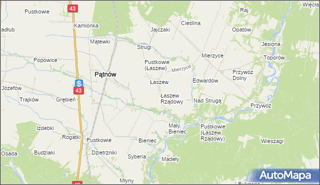 mapa Łaszew Rządowy, Łaszew Rządowy na mapie Targeo