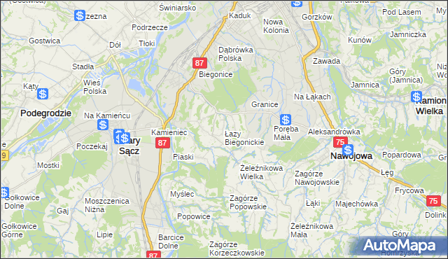 mapa Łazy Biegonickie, Łazy Biegonickie na mapie Targeo