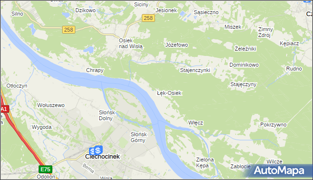mapa Łęk-Osiek, Łęk-Osiek na mapie Targeo