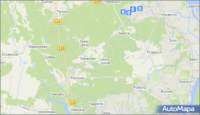 mapa Leśno Górne, Leśno Górne na mapie Targeo