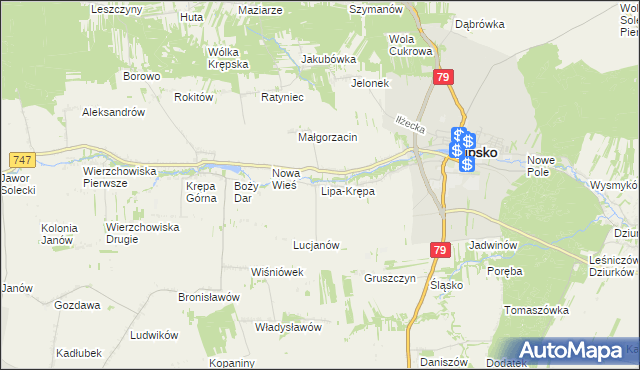 mapa Lipa-Krępa, Lipa-Krępa na mapie Targeo