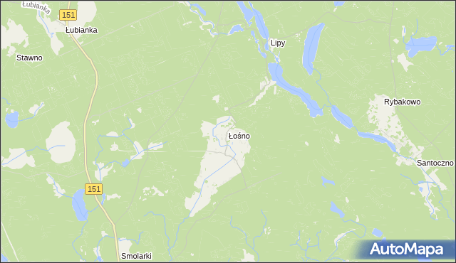mapa Łośno, Łośno na mapie Targeo