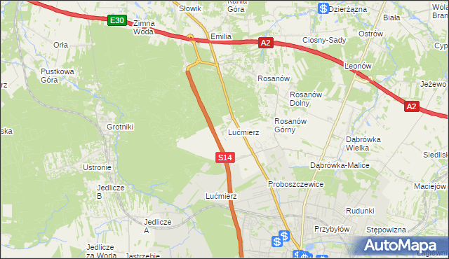 mapa Lućmierz-Ośrodek, Lućmierz-Ośrodek na mapie Targeo