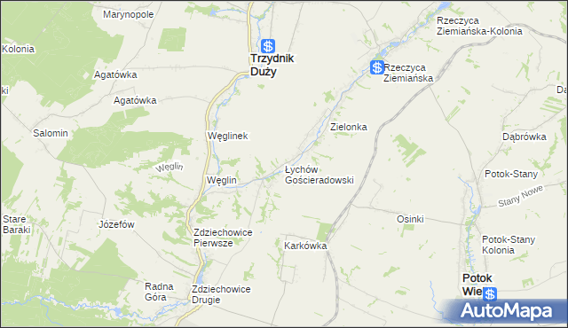 mapa Łychów Gościeradowski, Łychów Gościeradowski na mapie Targeo