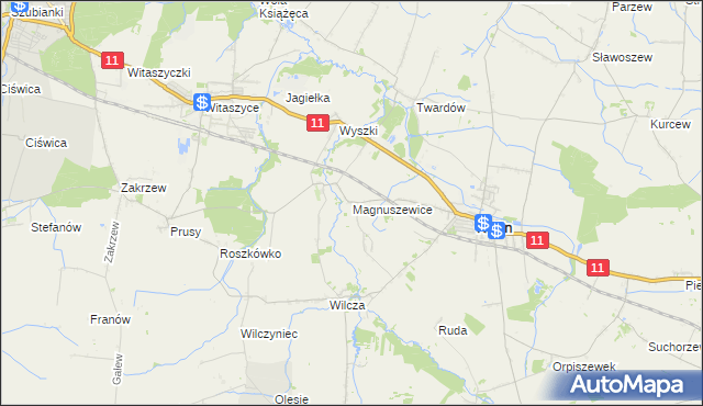 mapa Magnuszewice, Magnuszewice na mapie Targeo