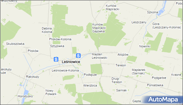 mapa Majdan Leśniowski, Majdan Leśniowski na mapie Targeo