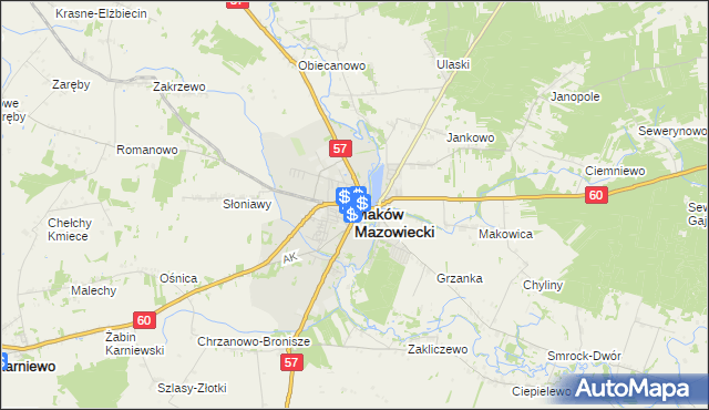 mapa Maków Mazowiecki, Maków Mazowiecki na mapie Targeo