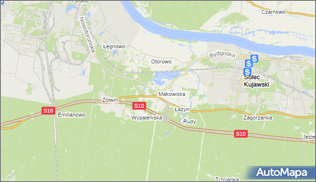 mapa Makowiska gmina Solec Kujawski, Makowiska gmina Solec Kujawski na mapie Targeo