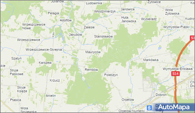 mapa Marianów gmina Wodzierady, Marianów gmina Wodzierady na mapie Targeo