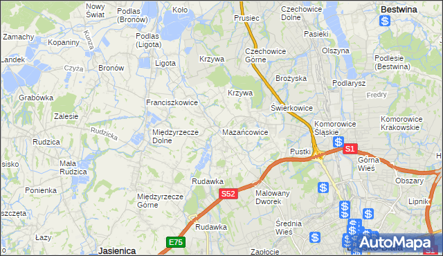 mapa Mazańcowice, Mazańcowice na mapie Targeo