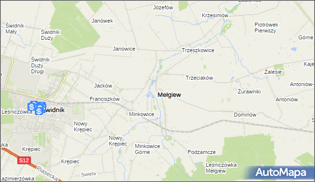 mapa Mełgiew, Mełgiew na mapie Targeo