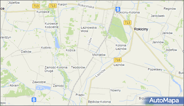 mapa Michałów gmina Rokiciny, Michałów gmina Rokiciny na mapie Targeo