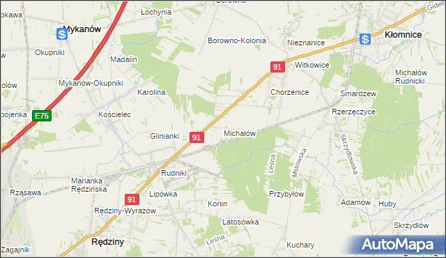 mapa Michałów Rudnicki, Michałów Rudnicki na mapie Targeo