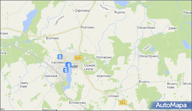 mapa Michałowo gmina Susz, Michałowo gmina Susz na mapie Targeo