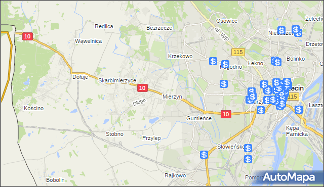 mapa Mierzyn gmina Dobra (Szczecińska), Mierzyn gmina Dobra (Szczecińska) na mapie Targeo