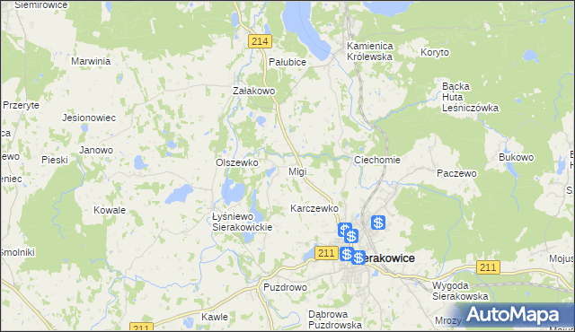 mapa Migi, Migi na mapie Targeo