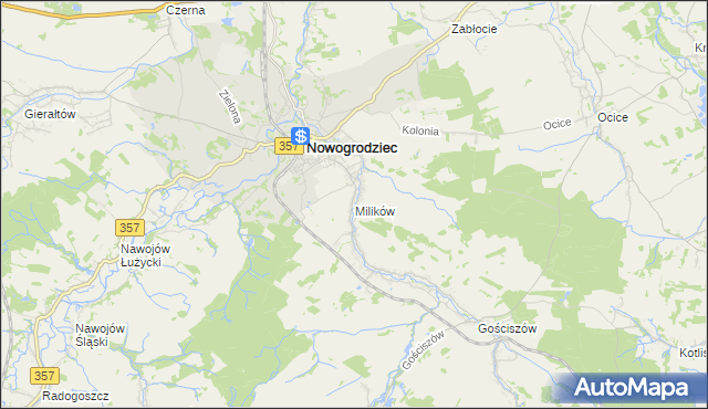 mapa Milików, Milików na mapie Targeo